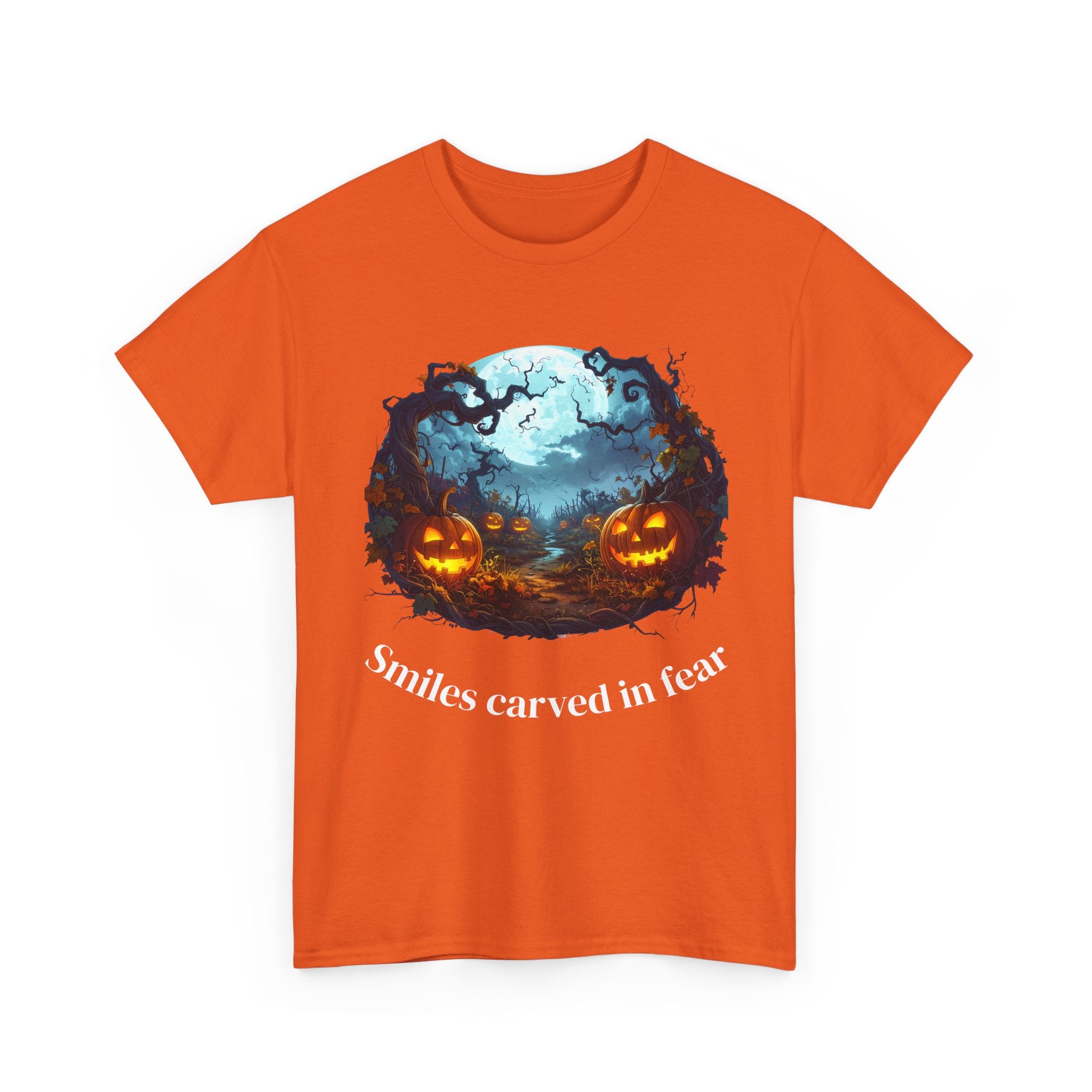 Halloween Unisex Heavy Cotton Tee, Spooky Shirt, Pumpkin Tee, Autumn Apparel, Haunted House Outfit, Fall Celebration Wear