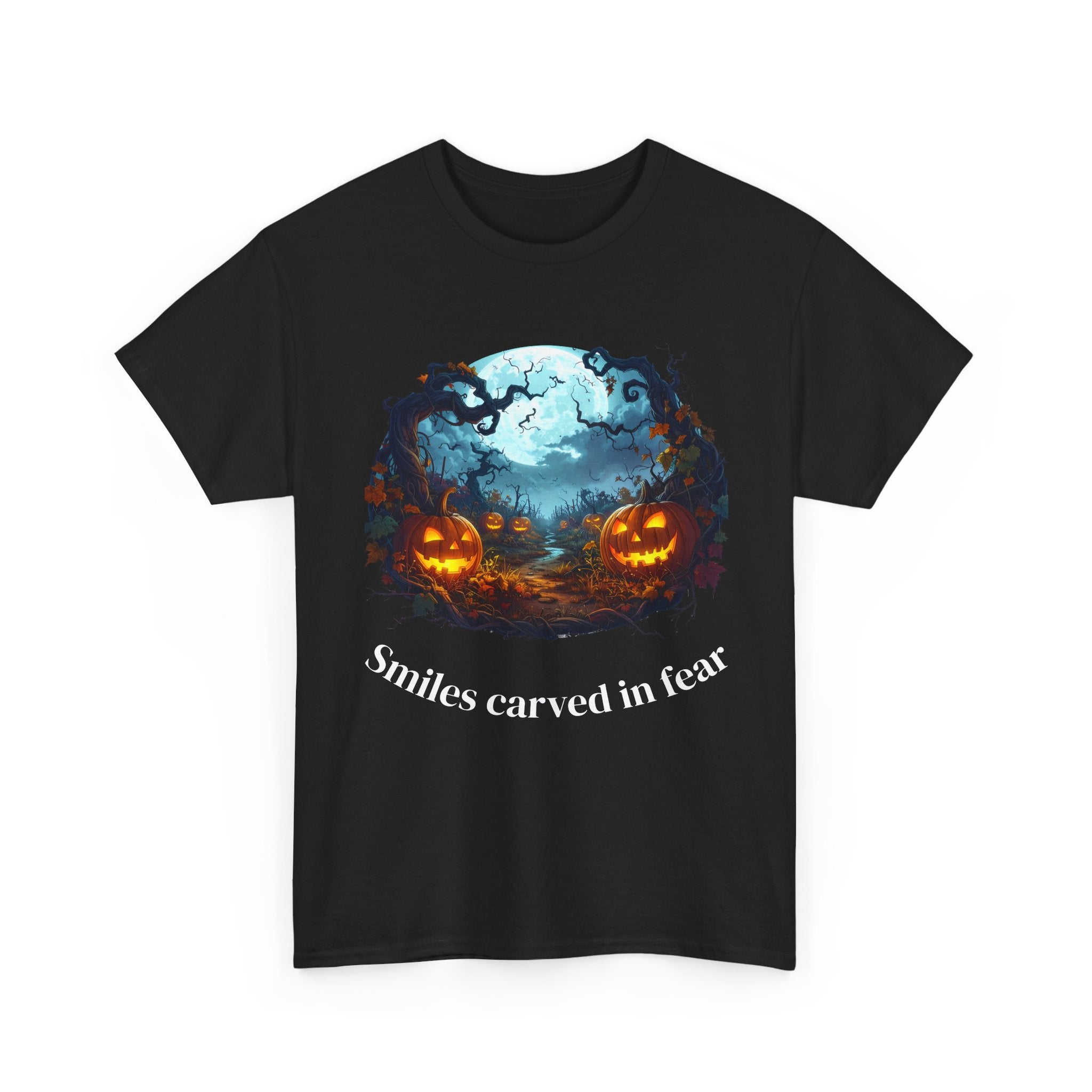 Halloween Unisex Heavy Cotton Tee, Spooky Shirt, Pumpkin Tee, Autumn Apparel, Haunted House Outfit, Fall Celebration Wear