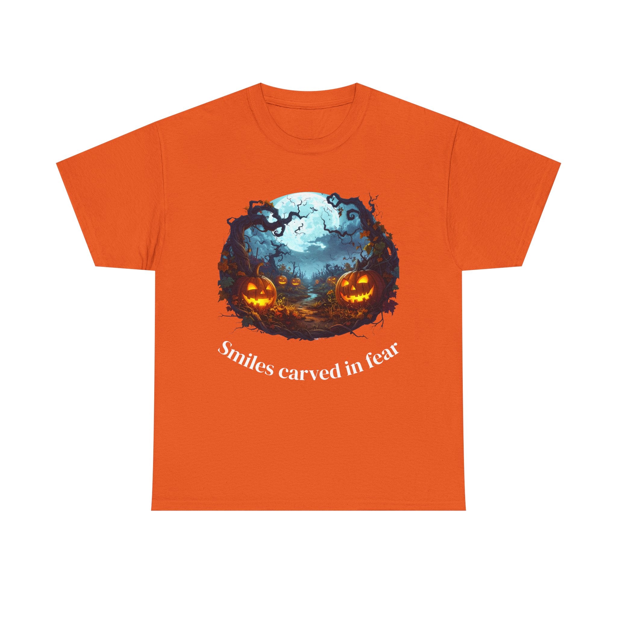 Halloween Unisex Heavy Cotton Tee, Spooky Shirt, Pumpkin Tee, Autumn Apparel, Haunted House Outfit, Fall Celebration Wear