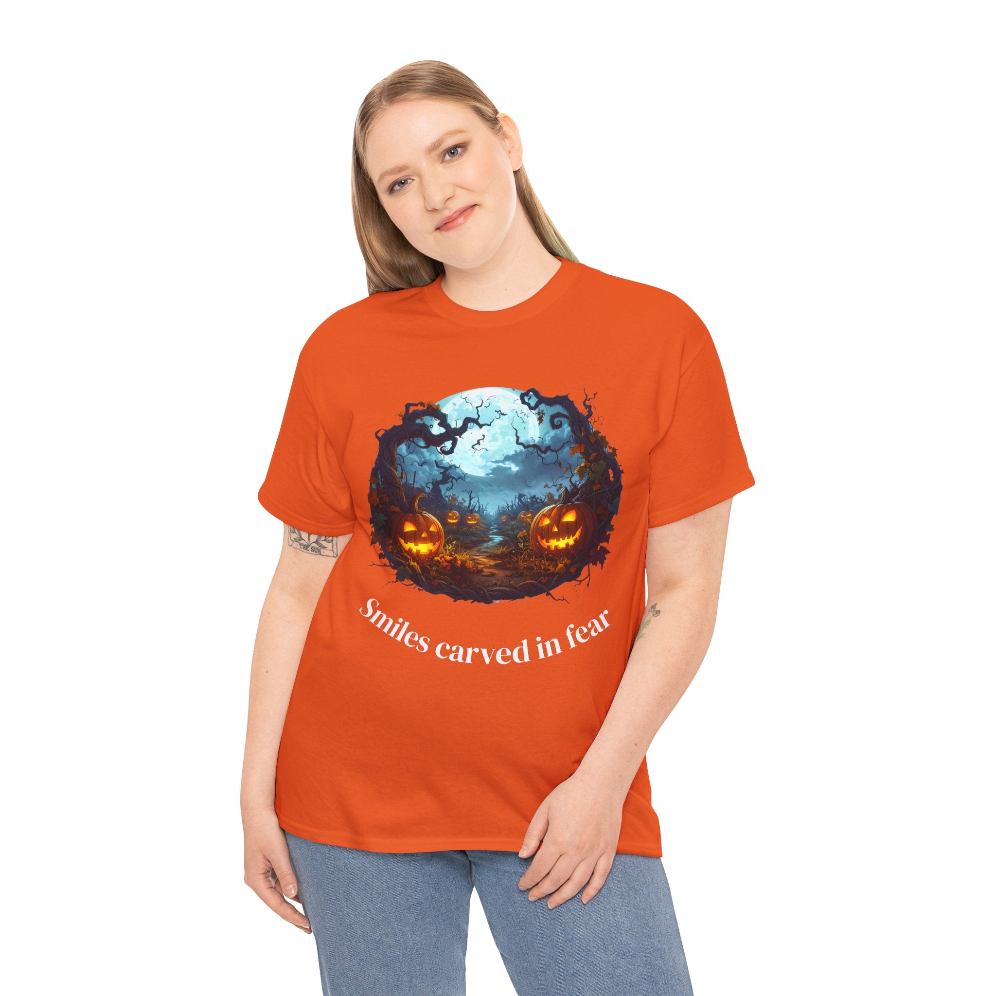 Halloween Unisex Heavy Cotton Tee, Spooky Shirt, Pumpkin Tee, Autumn Apparel, Haunted House Outfit, Fall Celebration Wear