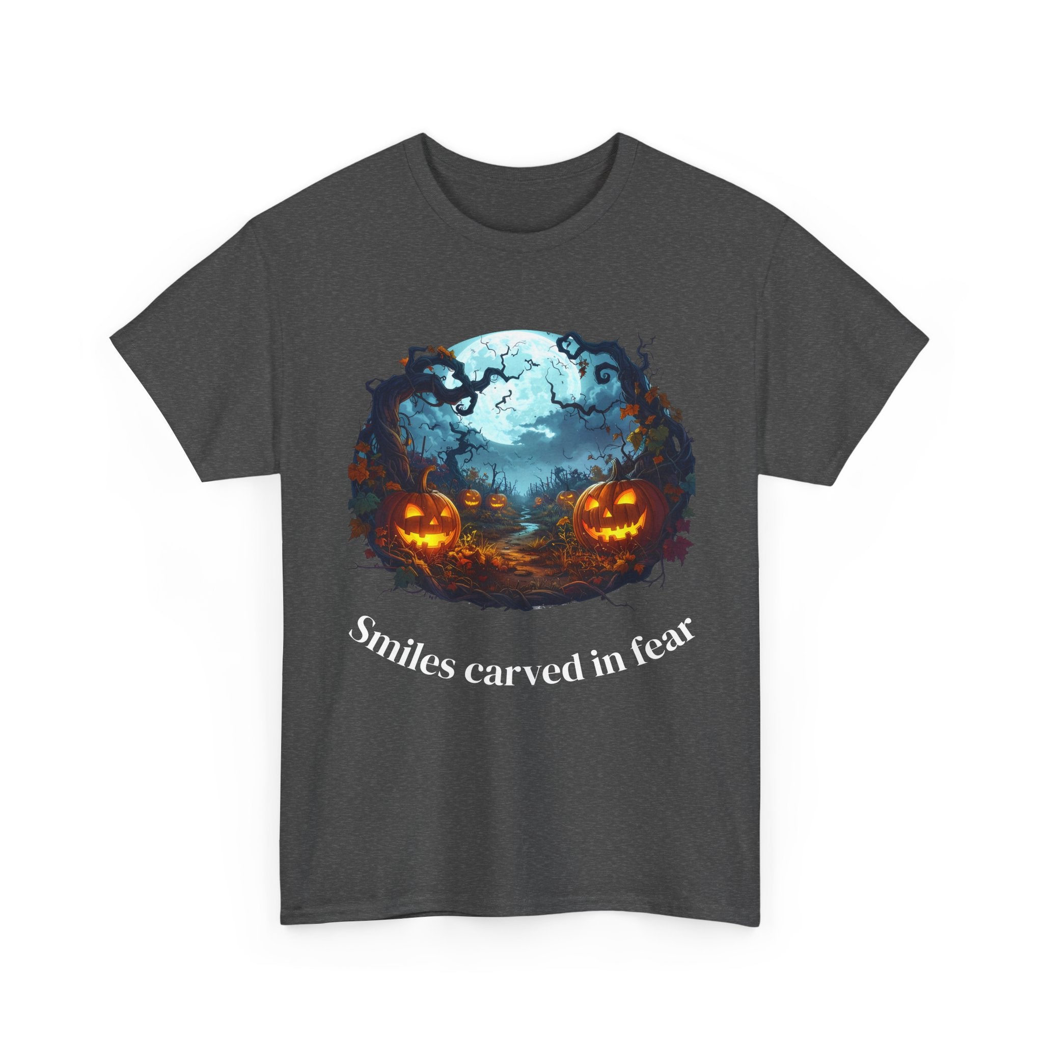 Halloween Unisex Heavy Cotton Tee, Spooky Shirt, Pumpkin Tee, Autumn Apparel, Haunted House Outfit, Fall Celebration Wear