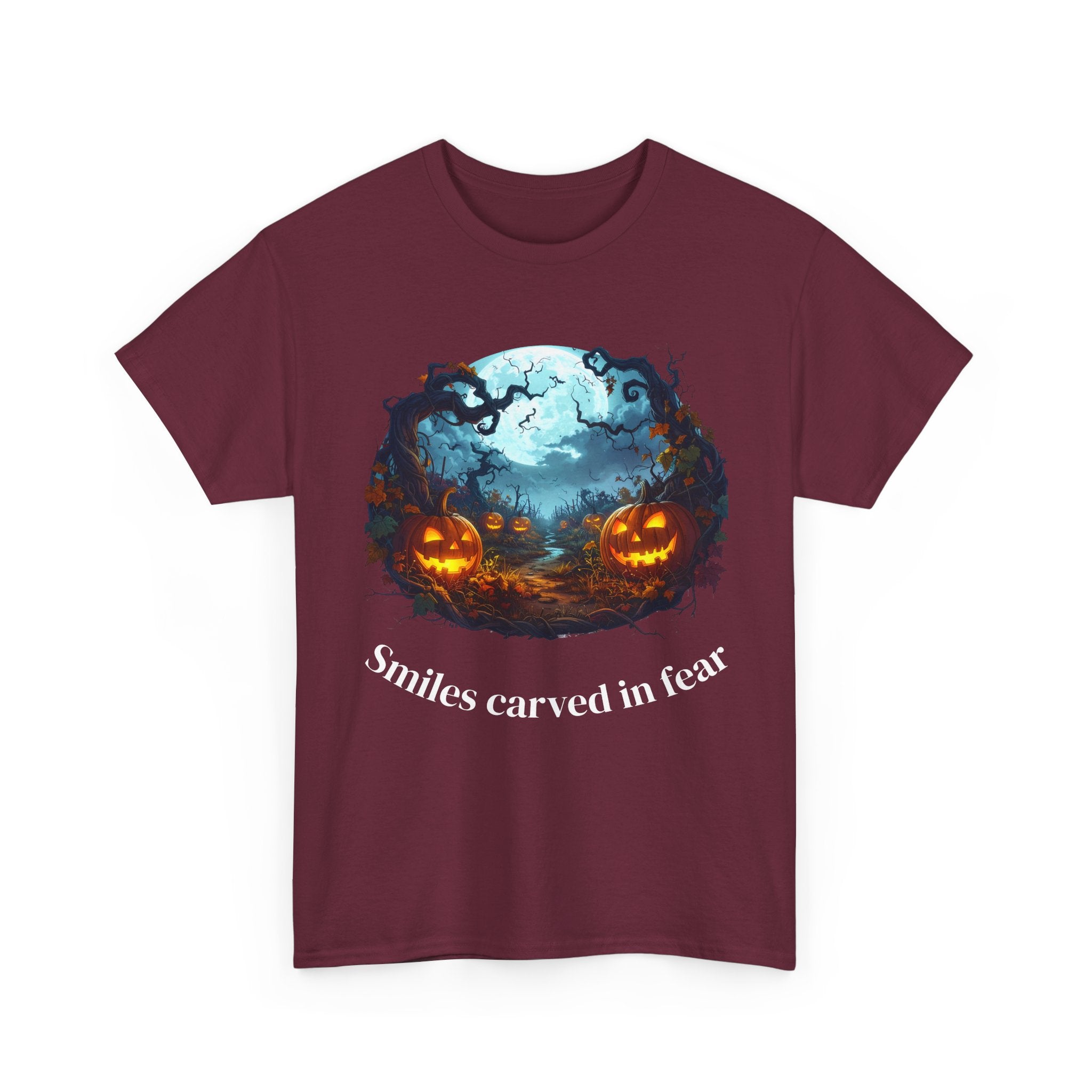 Halloween Unisex Heavy Cotton Tee, Spooky Shirt, Pumpkin Tee, Autumn Apparel, Haunted House Outfit, Fall Celebration Wear