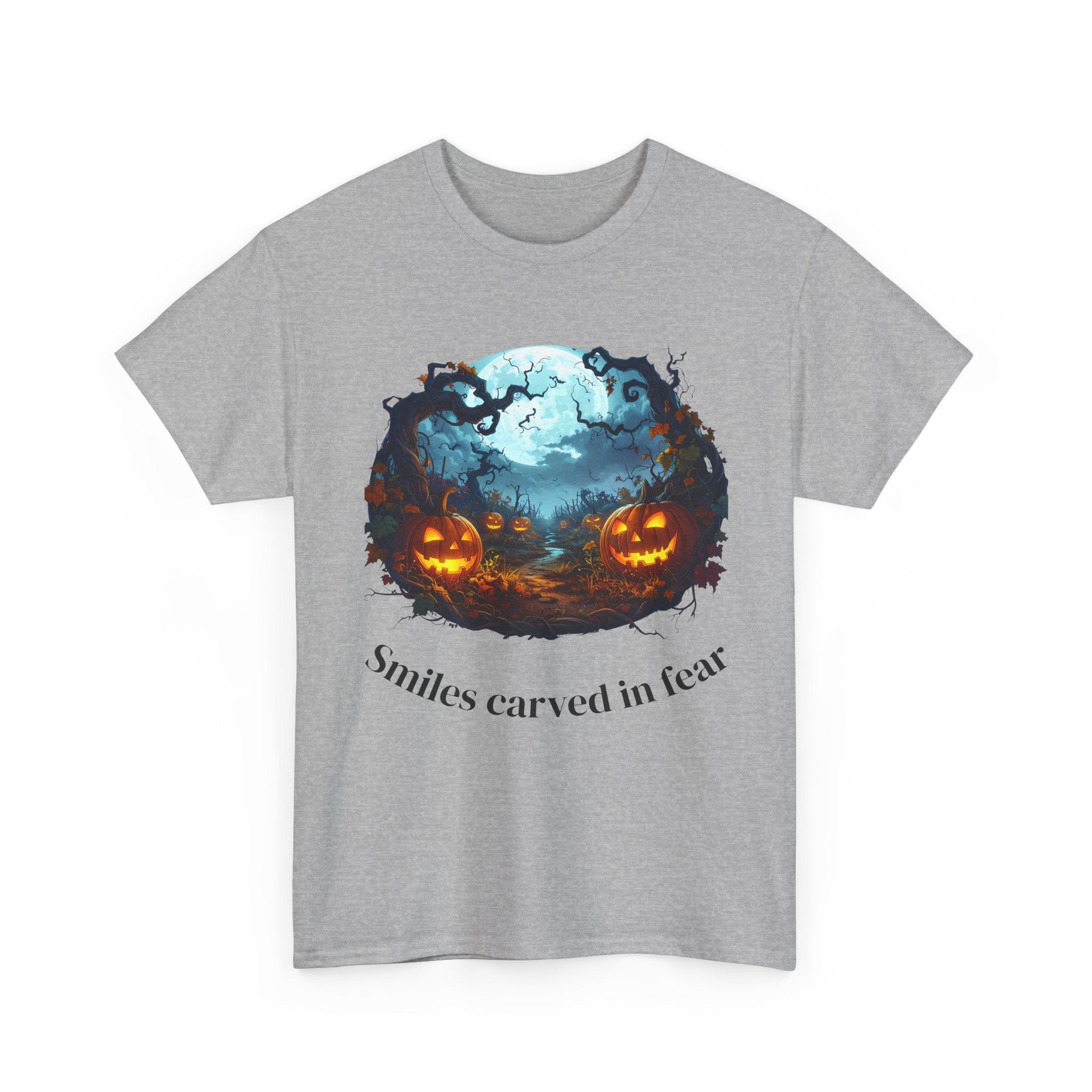 Halloween Unisex Heavy Cotton Tee, Spooky Shirt, Pumpkin Tee, Autumn Apparel, Haunted House Outfit, Fall Celebration Wear