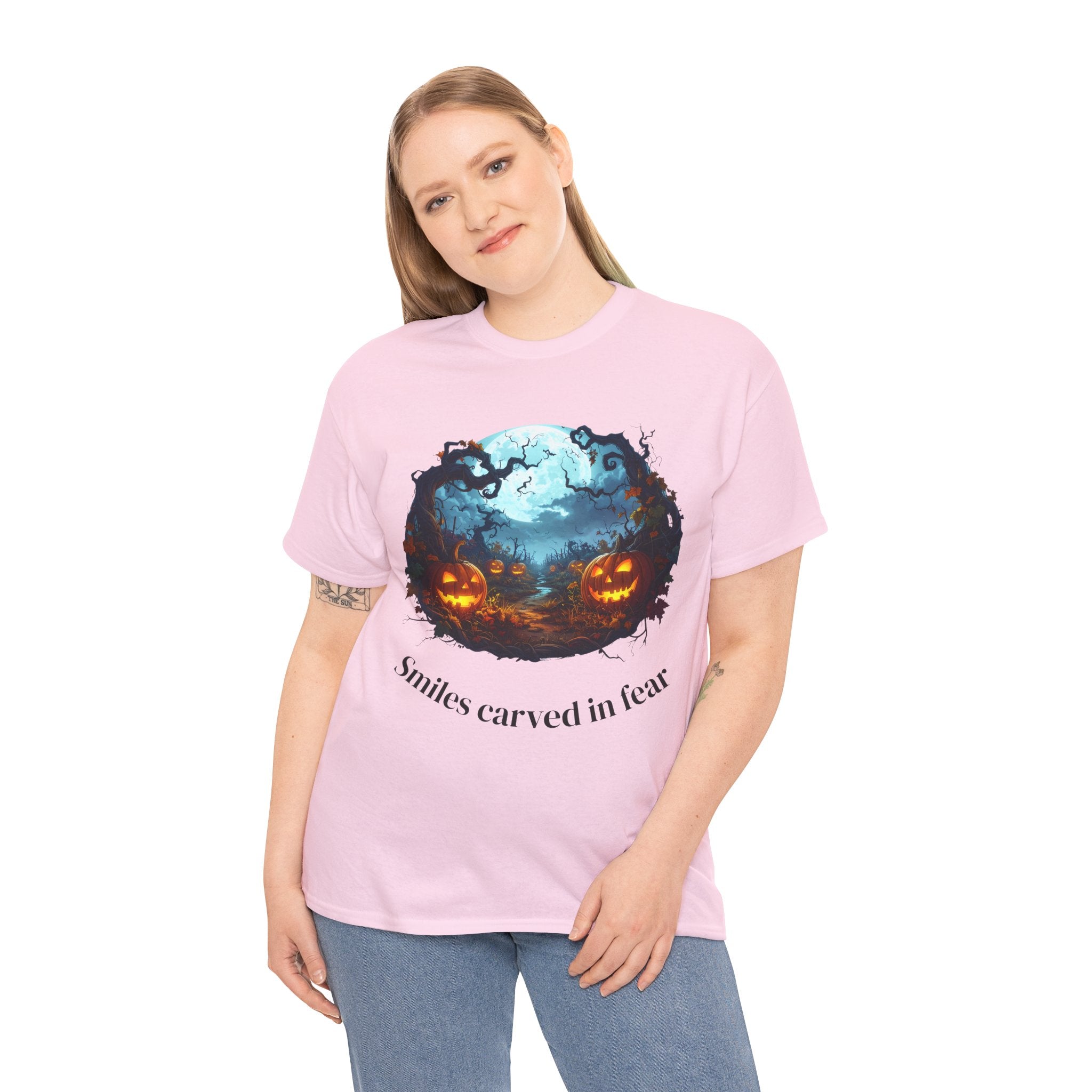 Halloween Unisex Heavy Cotton Tee, Spooky Shirt, Pumpkin Tee, Autumn Apparel, Haunted House Outfit, Fall Celebration Wear