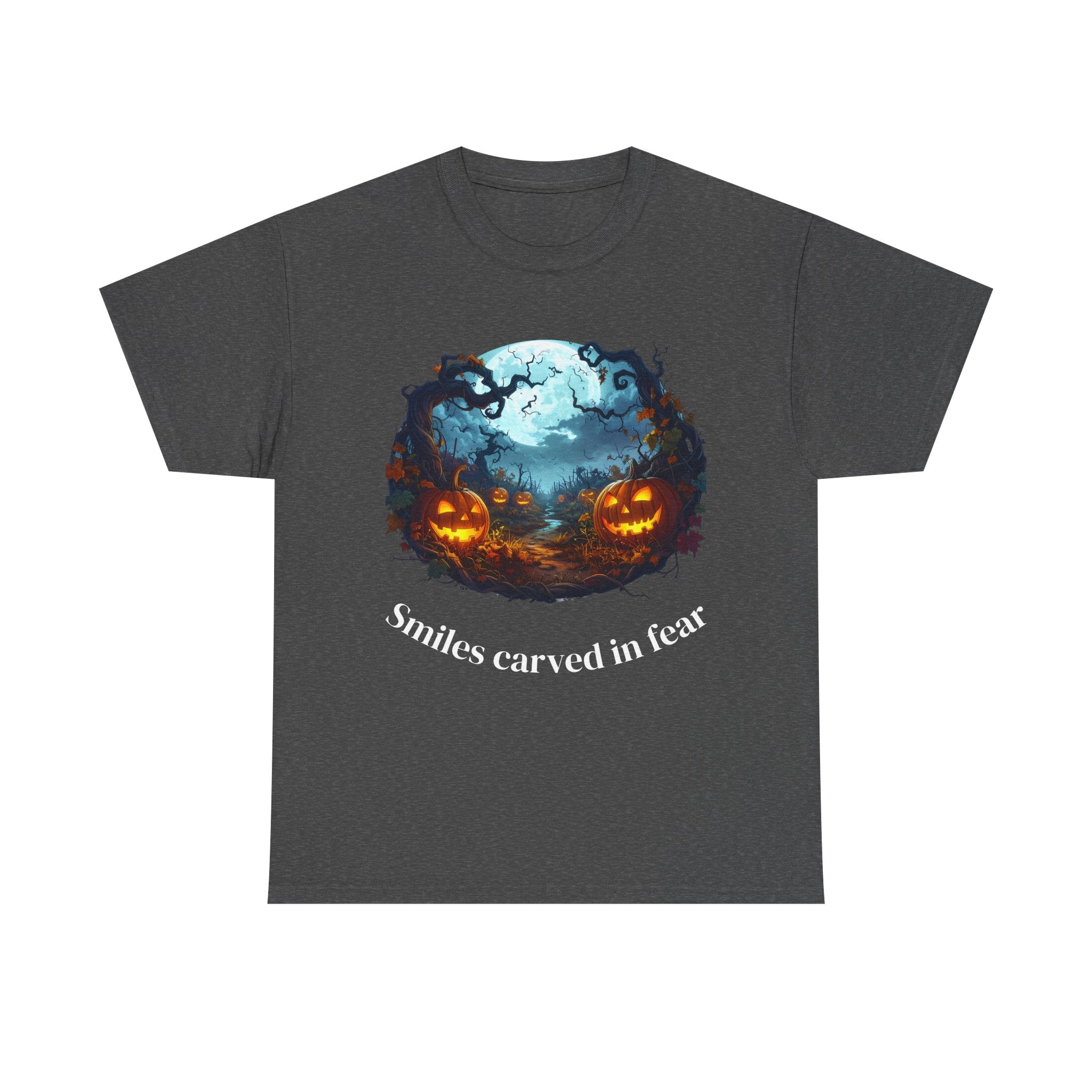 Halloween Unisex Heavy Cotton Tee, Spooky Shirt, Pumpkin Tee, Autumn Apparel, Haunted House Outfit, Fall Celebration Wear