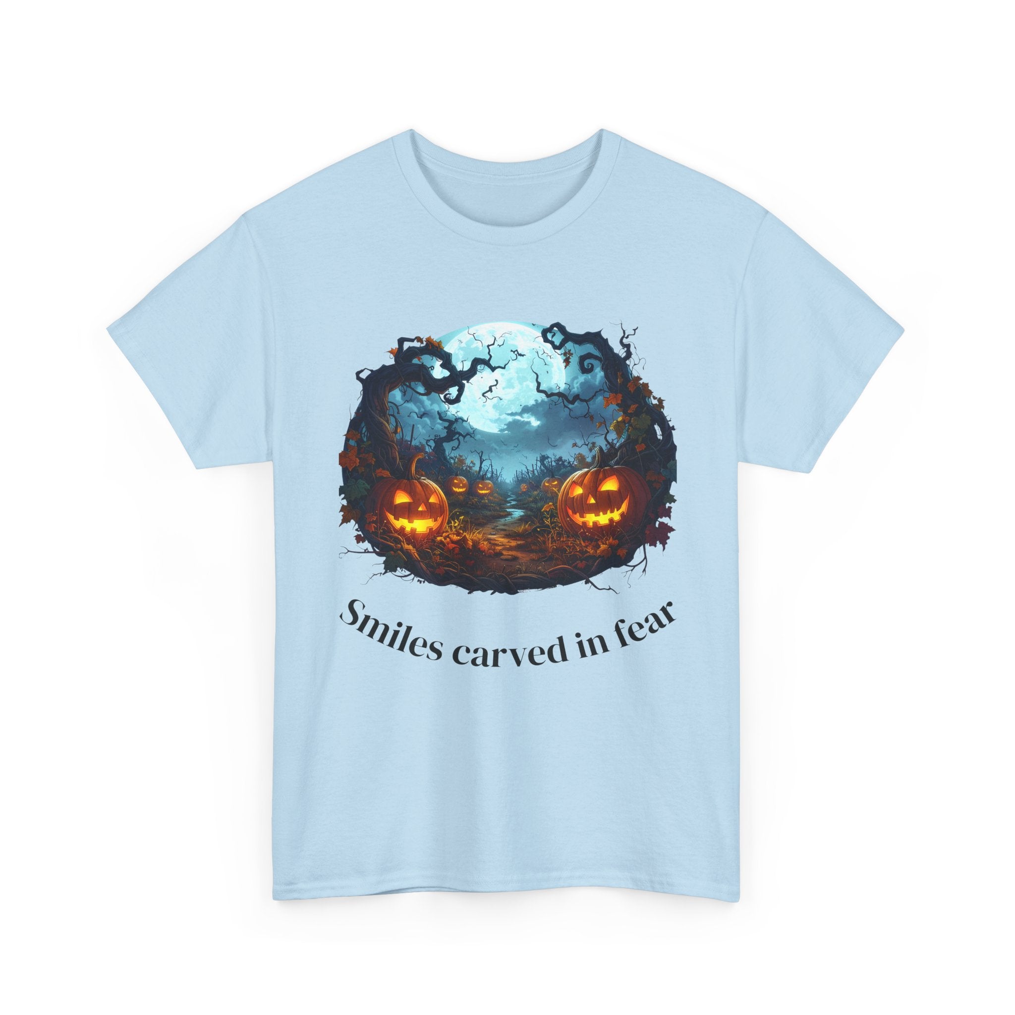 Halloween Unisex Heavy Cotton Tee, Spooky Shirt, Pumpkin Tee, Autumn Apparel, Haunted House Outfit, Fall Celebration Wear