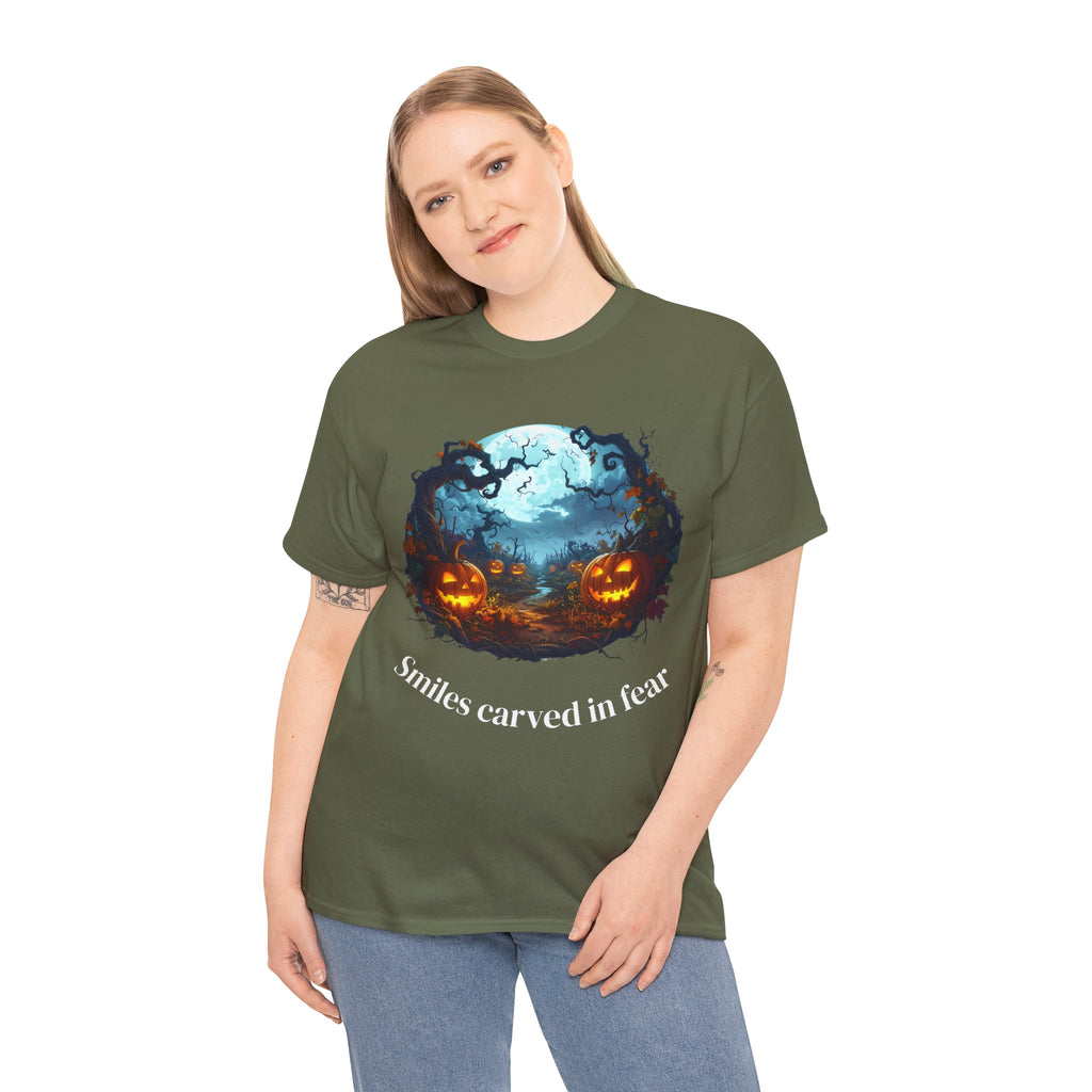 Halloween Unisex Heavy Cotton Tee, Spooky Shirt, Pumpkin Tee, Autumn Apparel, Haunted House Outfit, Fall Celebration Wear