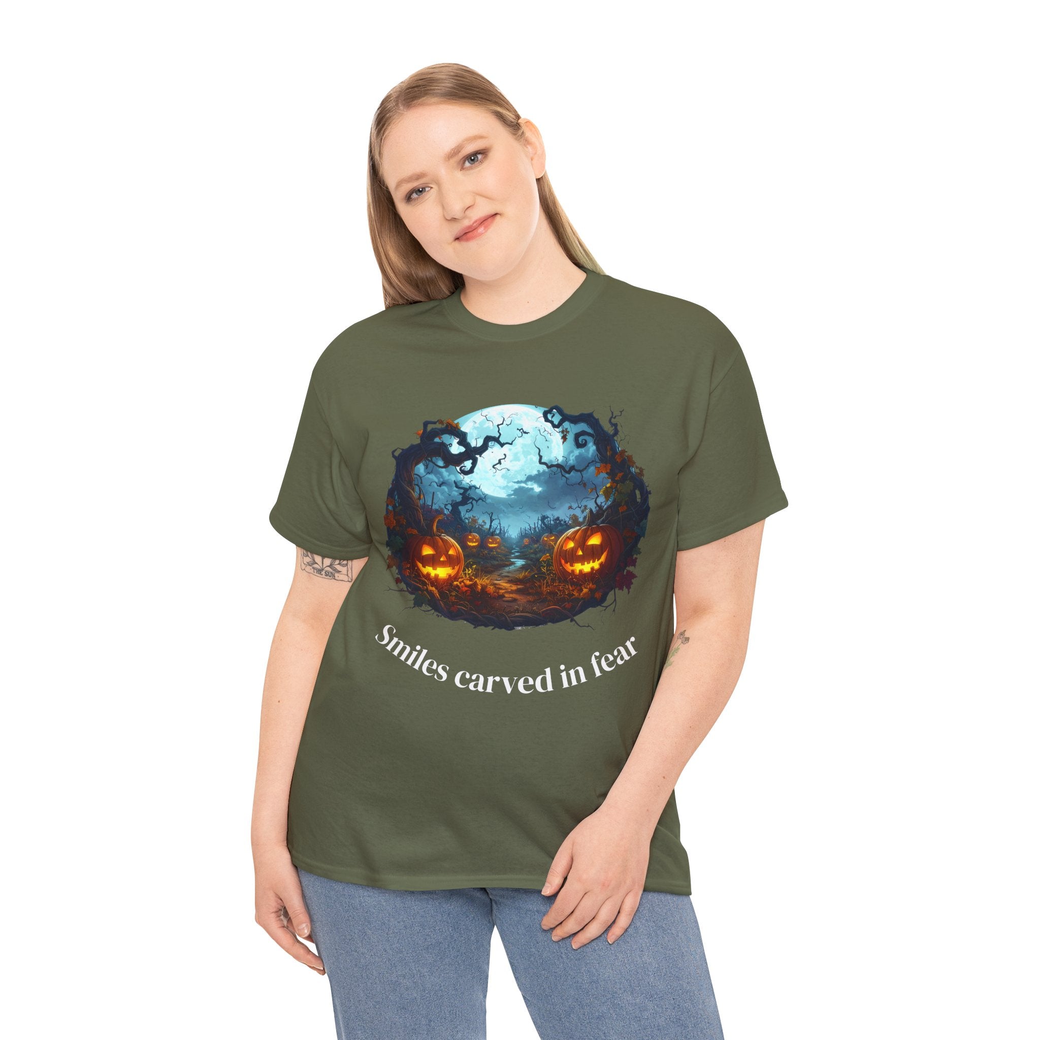 Halloween Unisex Heavy Cotton Tee, Spooky Shirt, Pumpkin Tee, Autumn Apparel, Haunted House Outfit, Fall Celebration Wear