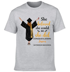 Personalized Shaped Wood Door Sign - She Believed She Could - Graduation Gift