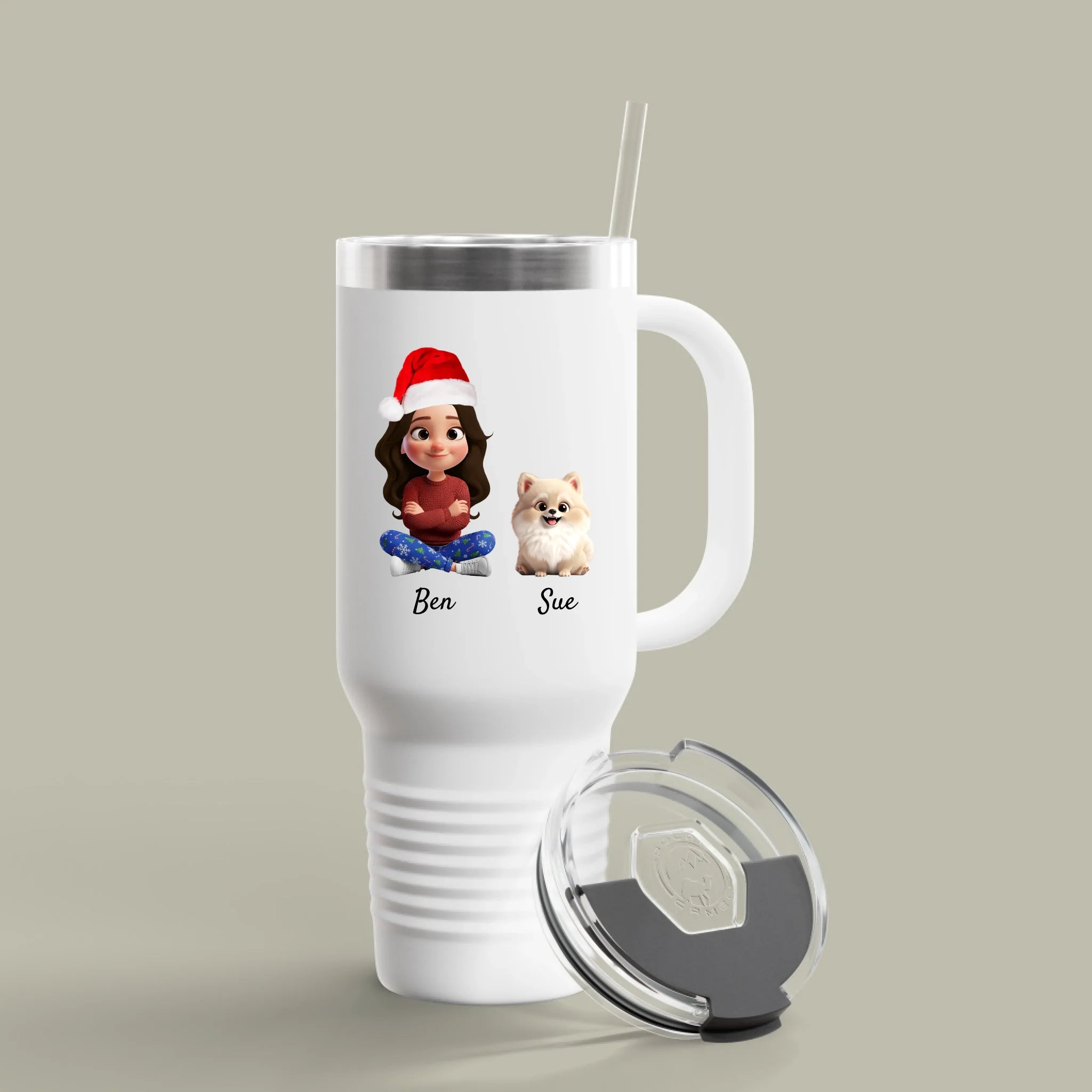 Personalized gift for girl and dog lover on water bottle 40 oz