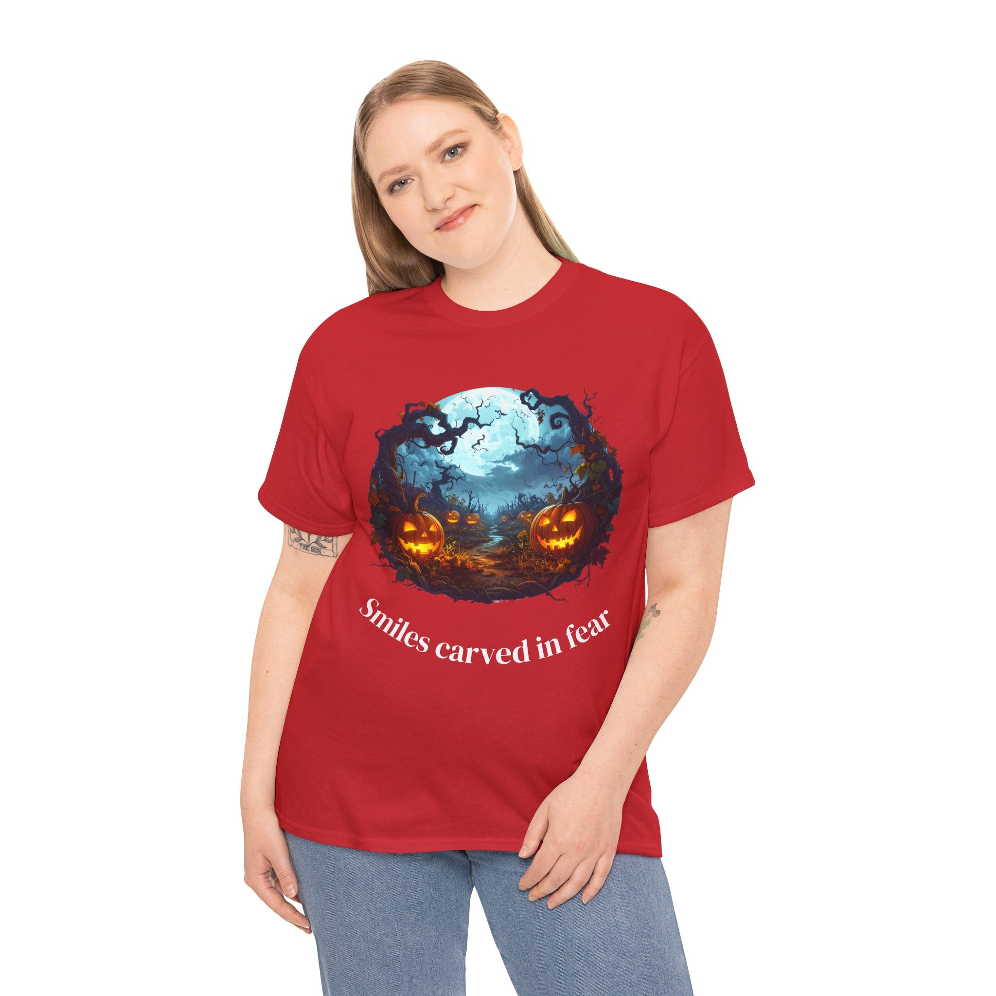 Halloween Unisex Heavy Cotton Tee, Spooky Shirt, Pumpkin Tee, Autumn Apparel, Haunted House Outfit, Fall Celebration Wear