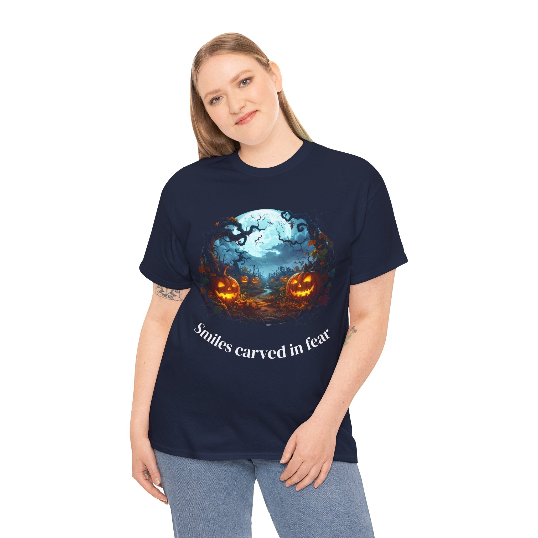 Halloween Unisex Heavy Cotton Tee, Spooky Shirt, Pumpkin Tee, Autumn Apparel, Haunted House Outfit, Fall Celebration Wear