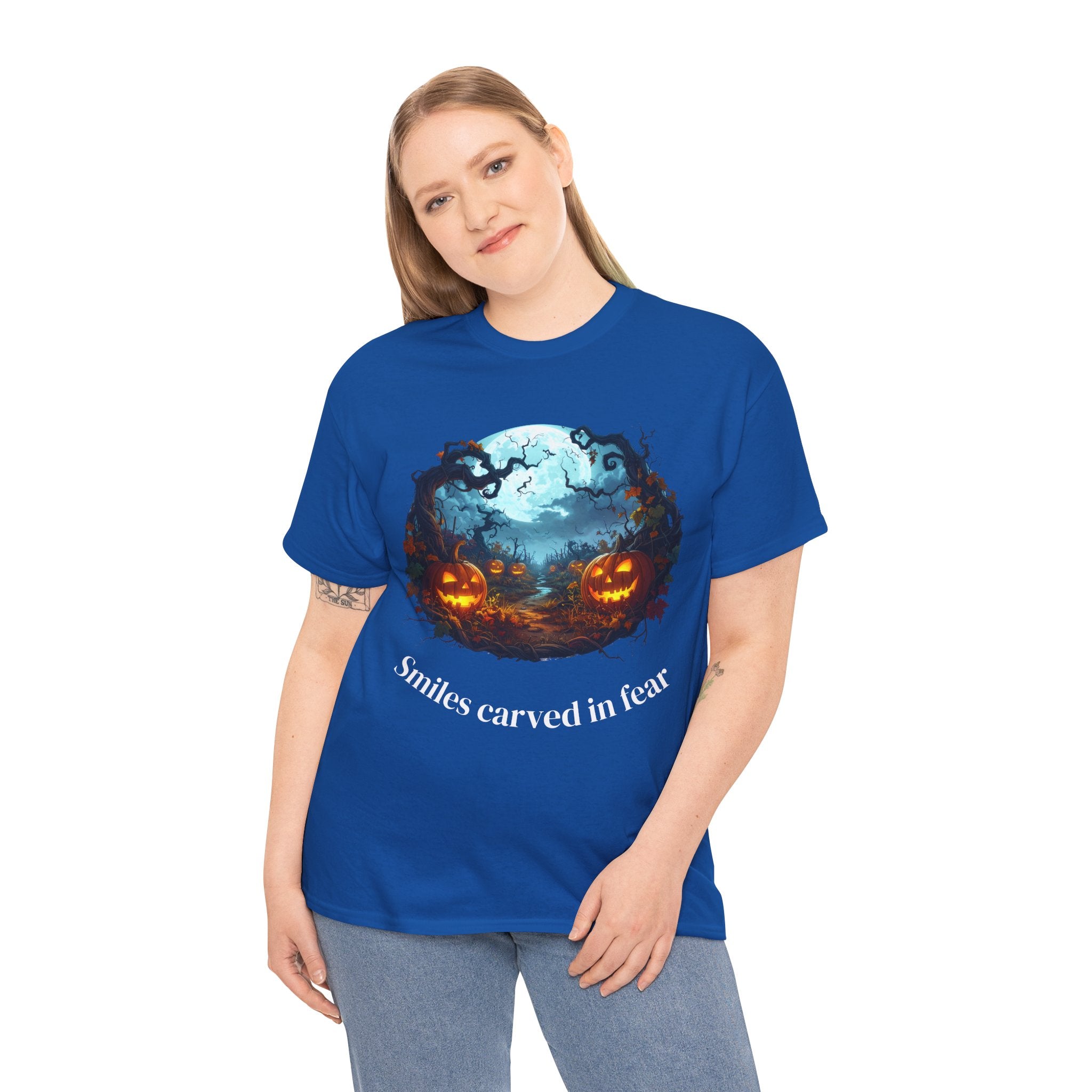 Halloween Unisex Heavy Cotton Tee, Spooky Shirt, Pumpkin Tee, Autumn Apparel, Haunted House Outfit, Fall Celebration Wear